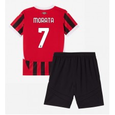 AC Milan Alvaro Morata #7 Hjemmedraktsett Barn 2024-25 Kortermet (+ korte bukser)